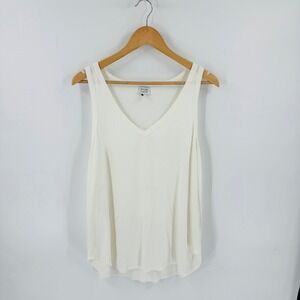 Peyton Jensen‎ V-Neck Tank Top Ivory Large Modal Sleeveless Basic Made in USA